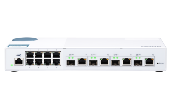 QNAP řízený switch QSW-M408-4C (12 portů: 8x Gigabit port + 4x 10G SFP+ / 10GbE kombo porty)