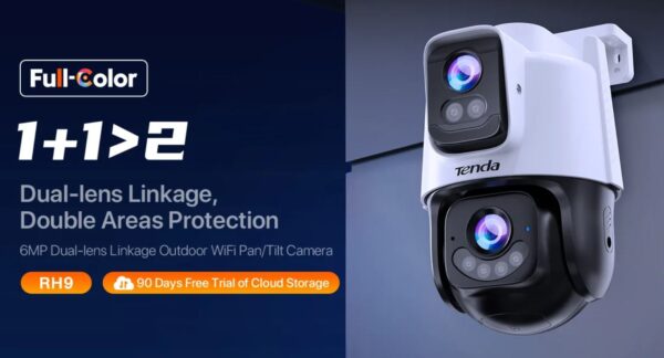 RH9-WCA_intro Tenda RH9-WCA - Venkovní otočná Dual Lens IP65 Wi-Fi 6 MPx kamera, noční LED, audio, detekce, CZ app
