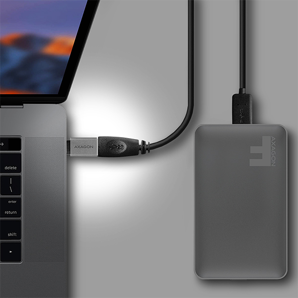 AXAGON RUCM-AFA, redukce USB-C (M) -> USB-A (F), USB 3.2 Gen 2, 3A, ALU