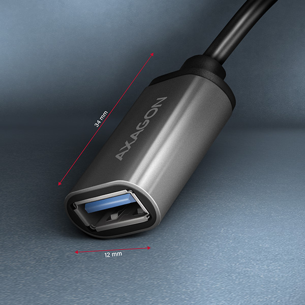 AXAGON RUCM-AFAC, kabelová redukce USB-C (M) <-> USB-A (F), 20cm, USB 3.2 Gen 1, 3A, ALU