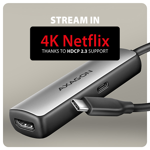 AXAGON RVC-HI8KPD, USB-C -> HDMI 2.1 redukce / adaptér, 8K/60Hz, 4K/144Hz, HDR10+, PD100W