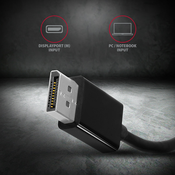 RVD-VGN-02_DP-prem_600 AXAGON RVD-VGN, DisplayPort -> VGA redukce / adaptér, FullHD, 1920*1200