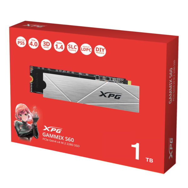 S60p1T ADATA XPG GAMMIX S60/1TB/SSD/M.2 NVMe/Stříbrná/Heatsink/5R