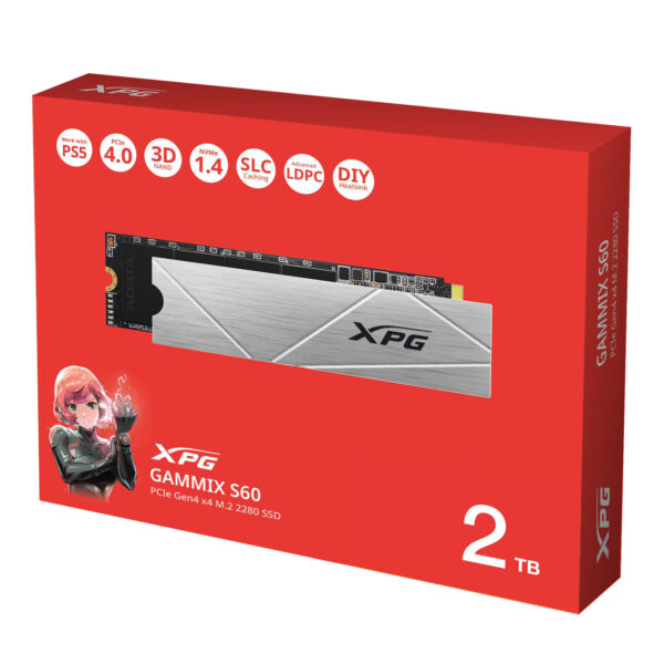 S60p2T ADATA XPG GAMMIX S60/2TB/SSD/M.2 NVMe/Stříbrná/Heatsink/5R