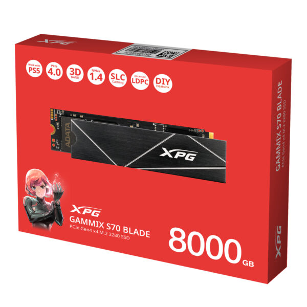 S70B3 ADATA GAMMIX S70 BLADE/8TB/SSD/M.2 NVMe/Černá/Heatsink/5R