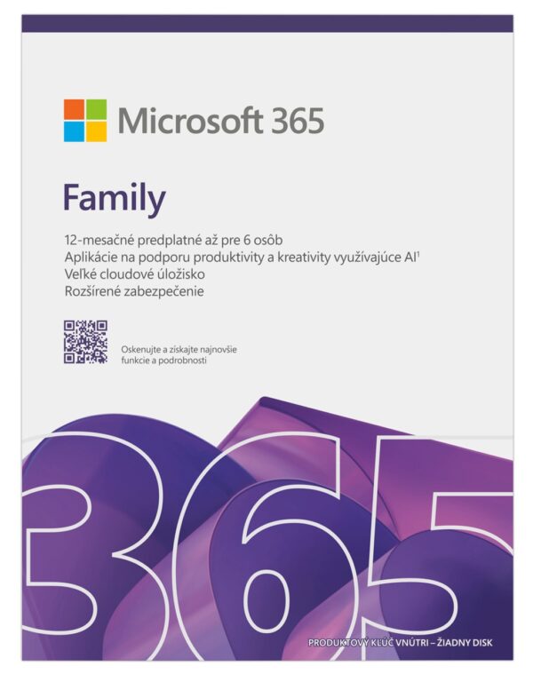 Microsoft 365 Family FY25H2 Mac/Win, 1 Rok, SK