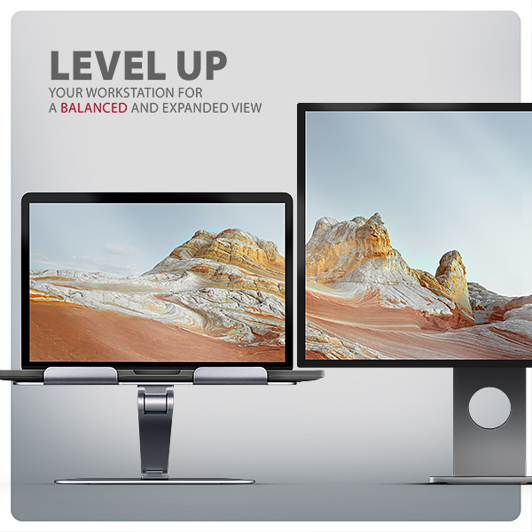 AXAGON STND-LQ, hliníkový HQ stojan pro notebooky 10"-17.3", nastavitelná výška a úhel, šedý