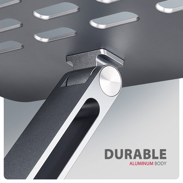 AXAGON STND-LQ, hliníkový HQ stojan pro notebooky 10"-17.3", nastavitelná výška a úhel, šedý