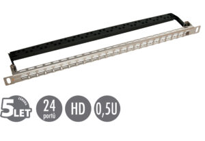19" modulární neosazený high-density patch panel Solarix 24 portů 0,5U SX24HDM-0-STP-SL-UNI