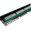 19" patch panel Solarix 24 x RJ45 CAT5E UTP s vyvazovací lištou 1U SX24L-5E-UTP-BK-N