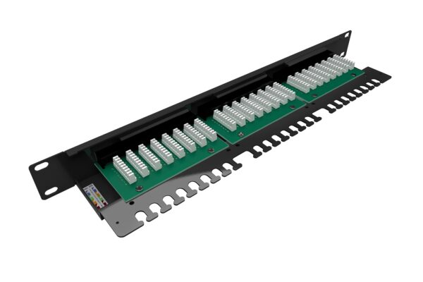 19" patch panel Solarix 24 x RJ45 CAT5E UTP s vyvazovací lištou 1U SX24L-5E-UTP-BK-N