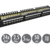 19" patch panel Solarix 24 x RJ45 CAT6 UTP s vyvazovací lištou 1U SX24L-6-UTP-BK-N