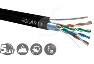 Instalační kabel Solarix CAT5E FTP PE Fca samonosný 305m/cívka SXKD-5E-FTP-PE-SAM