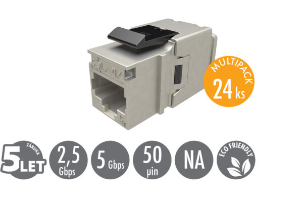 SXKJ-5E-STP-BK-NA-Multi_ikony_s MULTIPACK 24 ks - rychlozařezávací keystone Solarix CAT5E STP SXKJ-5E-STP-BK-NA