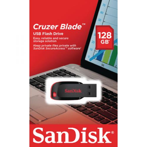 Sandisk-Cruzer-Blade-128GB-USB-Flash-Drive-SDCZ50- SanDisk Cruzer Blade/128GB/USB 2.0/USB-A/Černá
