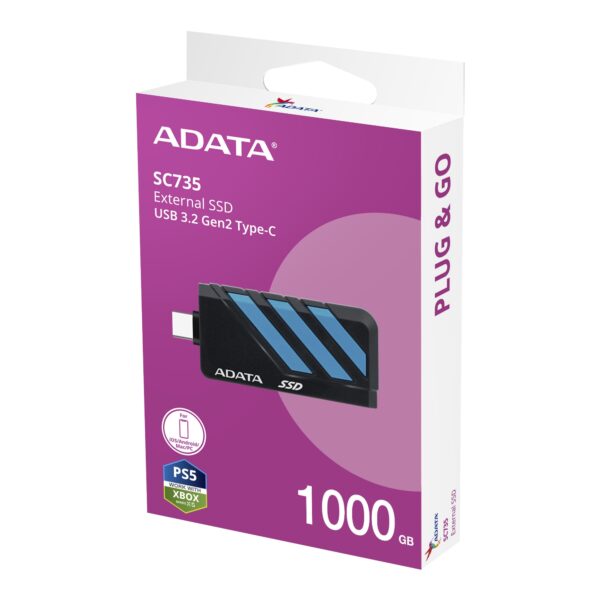 Sc735b1000p ADATA SC735/1TB/SSD/Externí/Modrá/5R