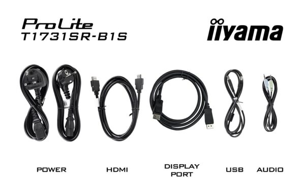 T1731SR-B1S-cables 17" iiyama T1731SR-B1S - SXGA,250cd,RES,IP54,BLK