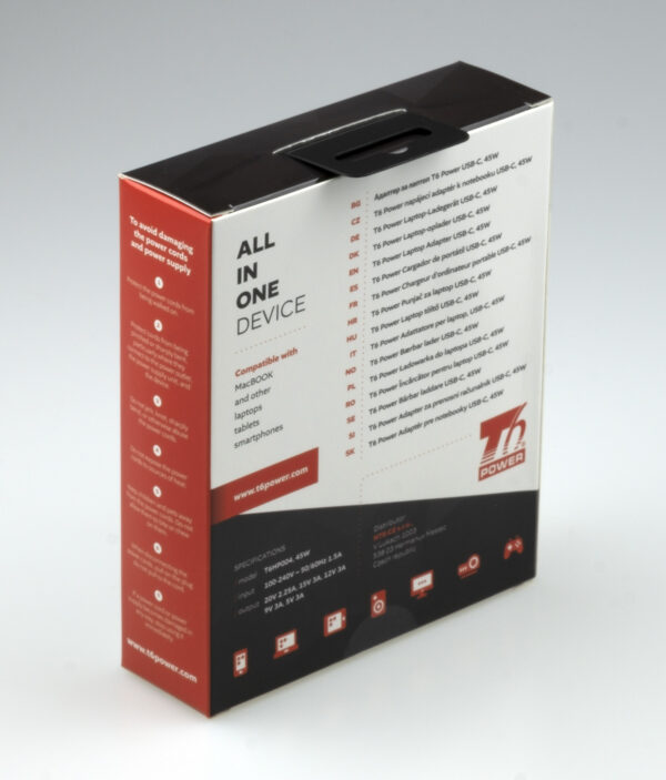 T6 Power univerzální adaptér k notebooku, 45W, USB-C