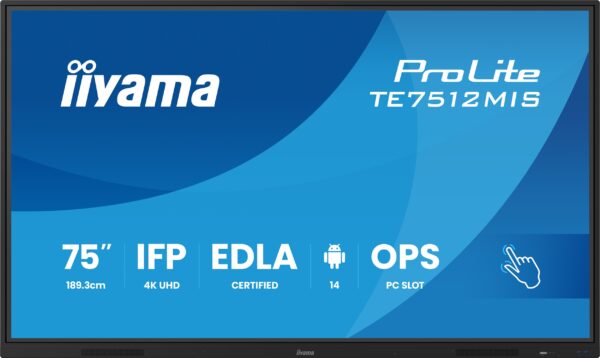 TE7512MIS-B4AG-10-_s-1 75" iiyama TE7512MIS-B4AG:IPS,4K,40P,USB-C