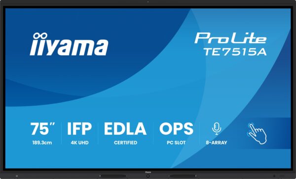 TE7515A-B1AG-10-_s-1 75" iiyama TE7515A-B1AG:IPS,4K,EDLA,NFC
