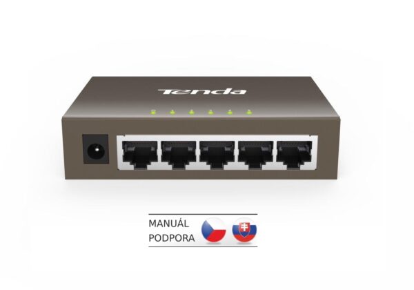 Tenda TEG1005D - 5x 10/100/1000 Mbps Kovový Switch, Fanless - bez ventilátorů, ochrana 6 kV