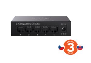 TEG1005M_01z-a_s Tenda TEG1005M - 5x 10/100/1000 Mbps Kovový Switch, Fanless - bez ventilátorů, ochrana 6 kV