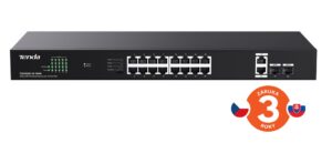 TEG1120P-16-150W_001z-a_s Tenda TEG1120P-16-150W PoE+ Gigabit switch 16x 1Gb/s PoE+ 802.3af/at + 2x SFP + 2x RJ45, 135W, Rack
