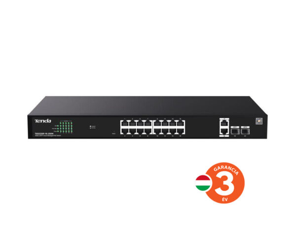 Tenda TEG2220P-16-250W Gigabit Websmart L2 Cloud PoE+ Switch 230W, 16x1Gb/s PoE+, 2xRJ45, 2xSFP,Rack