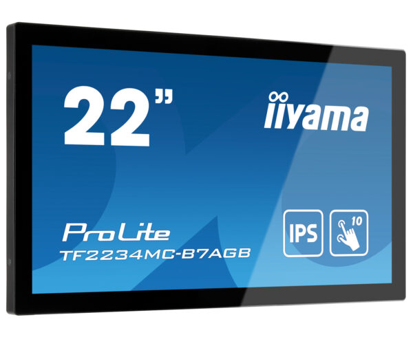 22" iiyama TF2234MC-B7AGB: IPS, FullHD, capacitive, 10P, 350cd/m2, VGA, HDMI, DP, IP65, černý