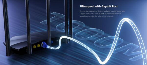 Tenda TX2 Pro AX1500 WiFi6 Router, 1x GWAN, 3x GLAN, IPv6, 5x 6dBi anténa, WPA3, CZ App