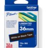 TZE-365 - bílý tisk na černé, šířka 36 mm