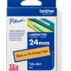 TZe-B51_Pack_s TZE-B51, signální oranžová/černá, 24mm