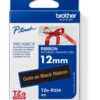 Brother TZE-R334 zlatá na černé, 12 mm, textilní páska