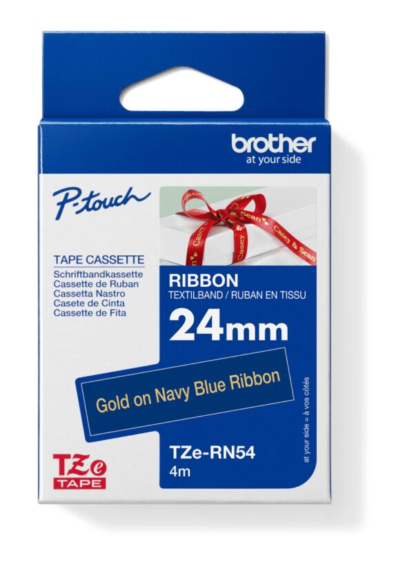 Brother TZE-RN54, zlatá na námoř.modré, 24 mm, textilní páska
