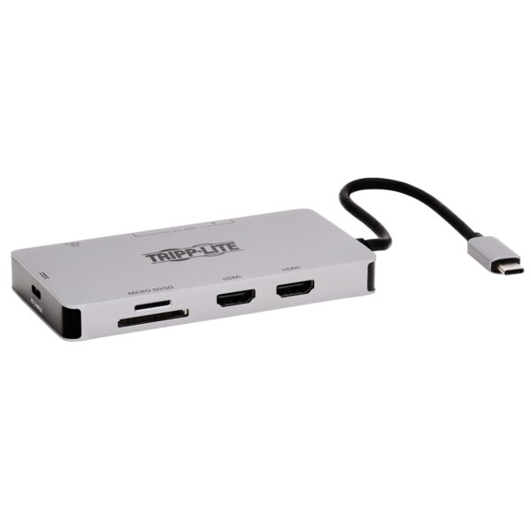 U442-DOCK8G-GG_0_s Dokovací stanice USB-C, 2x displej, 4K 60Hz HDMI, USB 3.2 G1, USB-A, GbE, paměť.karta, 100W PD, šedá