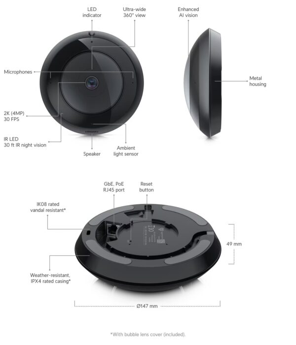 Ubiquiti UVC-AI-360, UniFi Protect AI 360, černá