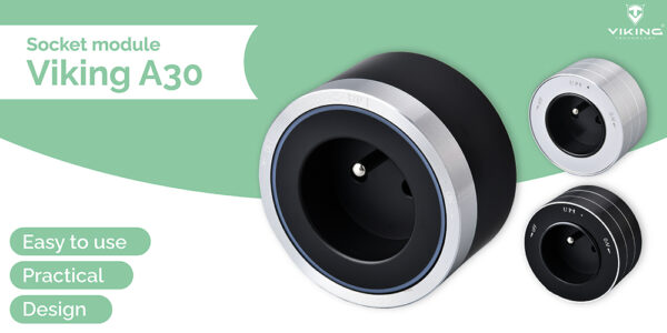 Zásuvkový modul Viking A30B, černá/výstupy - 1xAC/výkon až 2500W/230V,16A,50Hz/Zásuvka typu F