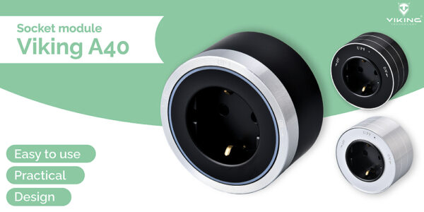 Zásuvkový modul Viking A40S, stříbrná/výstupy - 1xAC/výkon až 2500W/230V,16A,50Hz/Zásuvka typu E