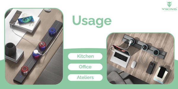 Zásuvkový modul Viking A60B, černá/výstupy - 1xUSB-A, 1xUSB-C/výkon až 2500W/230V,16A,50Hz