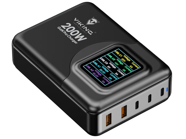 VCH200PD2 Viking USB GaN charger 200W PD PRO/síťový adaptér/Output:3xUSB-C,2xUSB-A/Rychlo nabíjení/