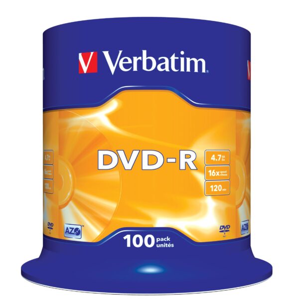 VE0065_obr VERBATIM DVD-R(100-Pack)Spindl/MattSlvr/16x/4.7GB