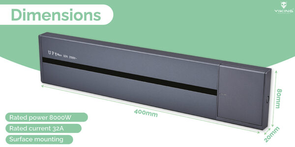 VLP40_1000_03-1 Zásuvková lišta - povrchová Viking LP40G/230V,50Hz/40cm délka/šedá/až 5 modulů/IP20/hliník/povrchová