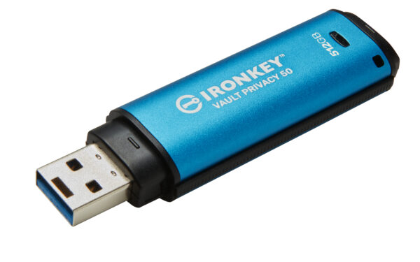 Kingston Ironkey Vault Privacy 50/512GB/USB 3.2/USB-A/Modrá