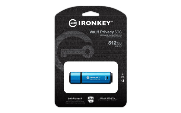 Kingston Ironkey Vault Privacy 50C/512GB/USB 3.2/USB-C/Modrá