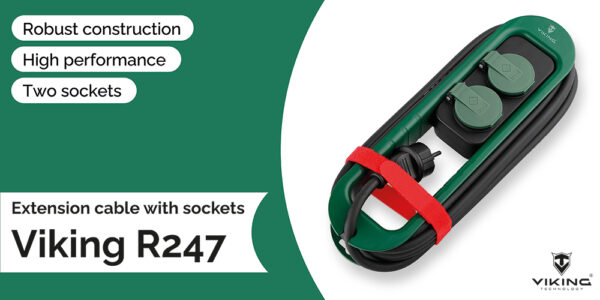 VR247_1000_03 Prodlužovací kabel se zásuvkami Viking R247/Output:2xAC/IP44/venkovní použití/4,7m kabel