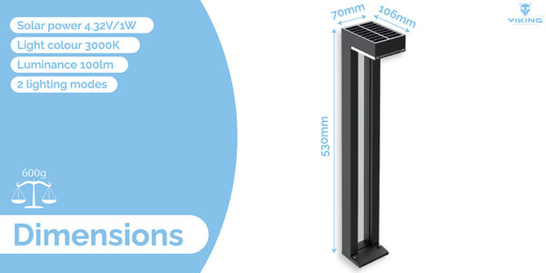 Venkovní solární LED světlo Viking SR07 - 2ks/1000 lm/IP54/2 režimy/teplá bílá