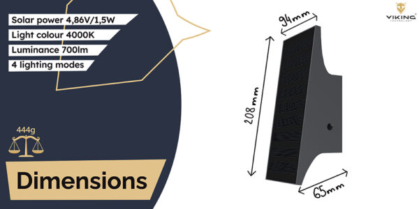 Venkovní solární LED světlo Viking SR83/700lm/solární napájení/4000K (denní bílá)/4 režimy