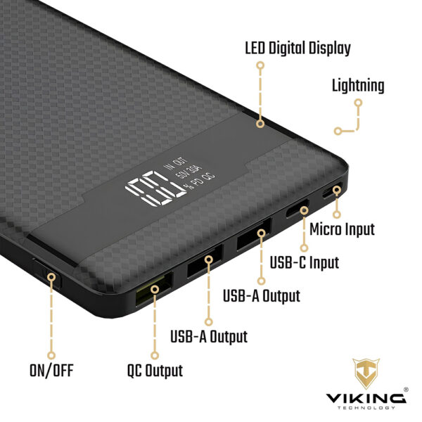 VIKING POWER BANK PN-962PD QC3.0 20000mah, QUICK CHARGE 3.0, Černá