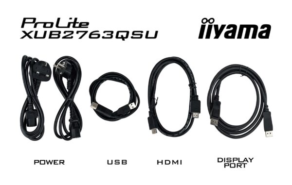 XUB2763QSU-B1-cables-min iiyama ProLite/XUB2763QSU-B1/27"/IPS/QHD/100Hz/2ms/Black/3R