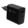 Univerzální USB nabíječka Natec RIBERA GaN 65W, 1X USB-A, 1X USB-C, Černá